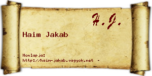 Haim Jakab névjegykártya